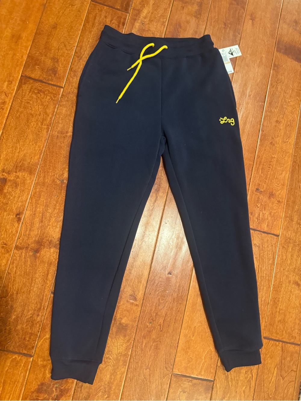 LRG Navy Jogger Pants with Yellow Drawstring